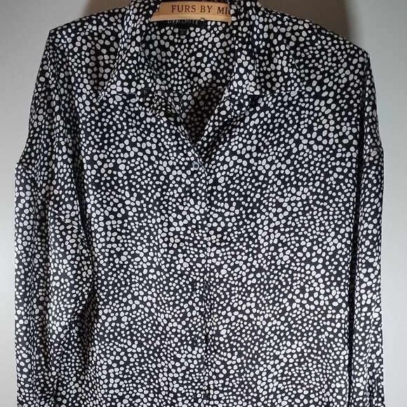 Dynamite shirt Dress fits a‎ small-medium huddled circles silky buttonup collar - Picture 8 of 8
